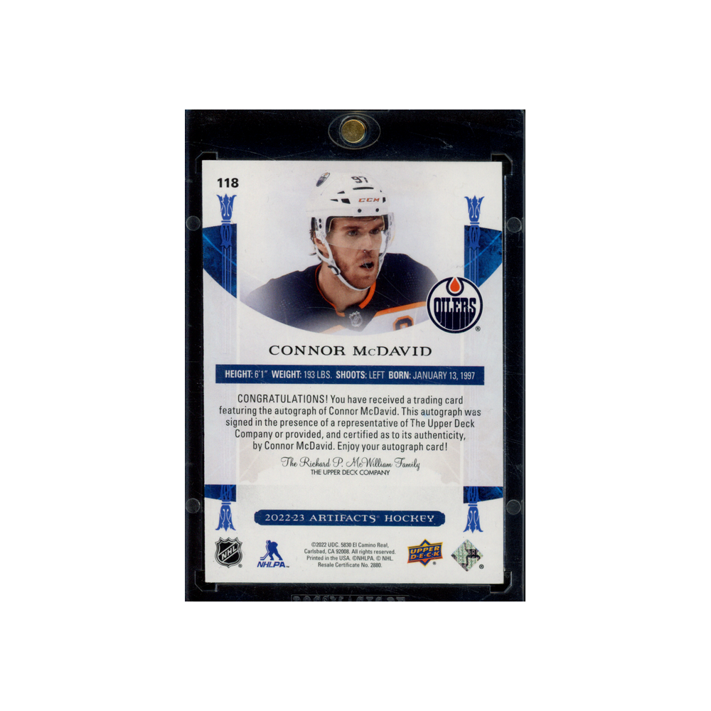 Connor McDavid 2022-23 Upper Deck Artifacts Hockey Auto /5