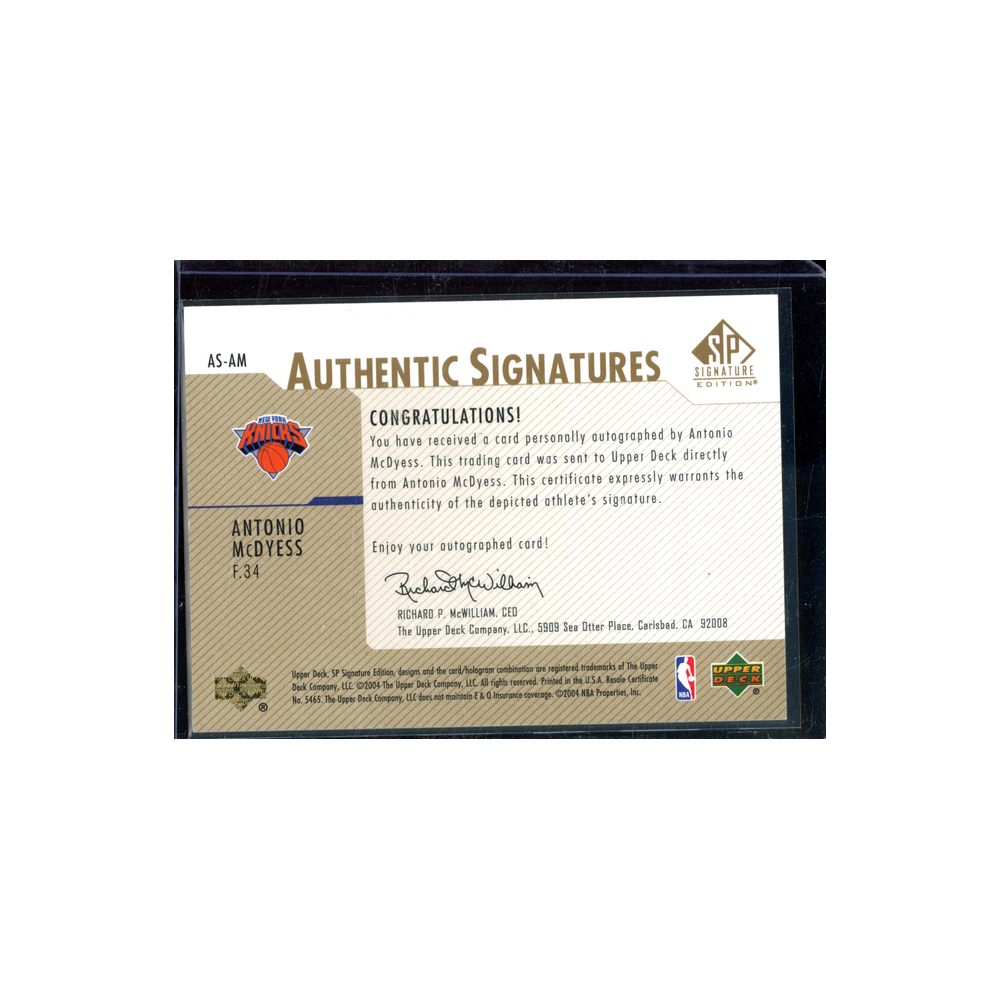 Antonio McDyess 2004 Upper Deck Authentic Signatures Auto Gold /50