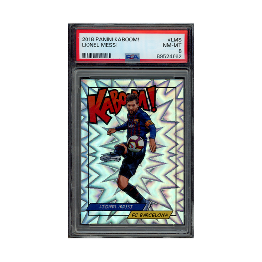 Messi 2018 Panini Kaboom PSA 8