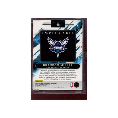 Brandon Miller 2023-24 Panini Impeccable Basketball Silver Bar Rookie /20