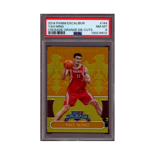 Yao Ming 2014 Panini Excalibur Crusade Orange Die-Cuts /60 PSA 8
