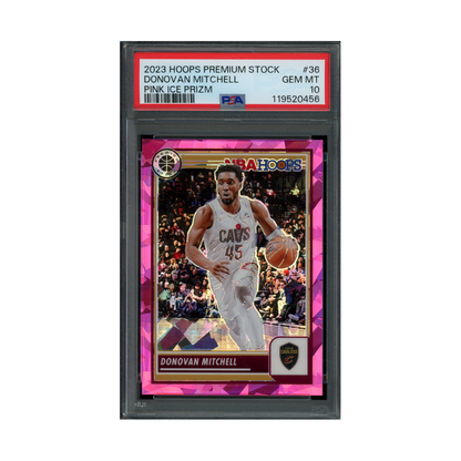 Donovan Mitchell 2023 Panini Hoops Premium Stock Basketball Pink Ice Prizm /35 PSA 10