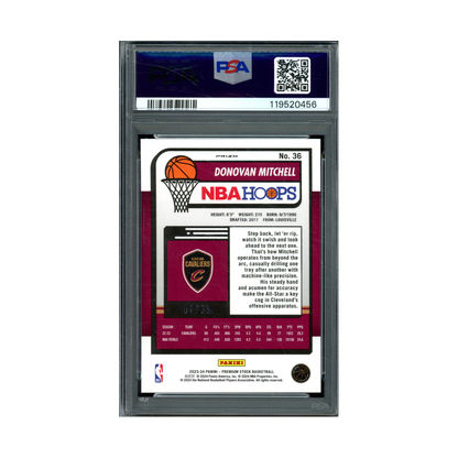 Donovan Mitchell 2023 Panini Hoops Premium Stock Basketball Pink Ice Prizm /35 PSA 10