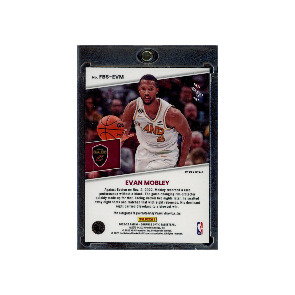Evan Mobley 2022-23 Panini Donruss Optic Basketball Fast Break Auto Black 1/1