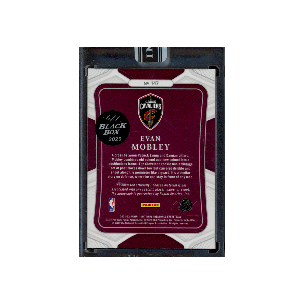 Evan Mobley 2021-22 Panini National Treasures Basketball True RPA Black Box 1/1