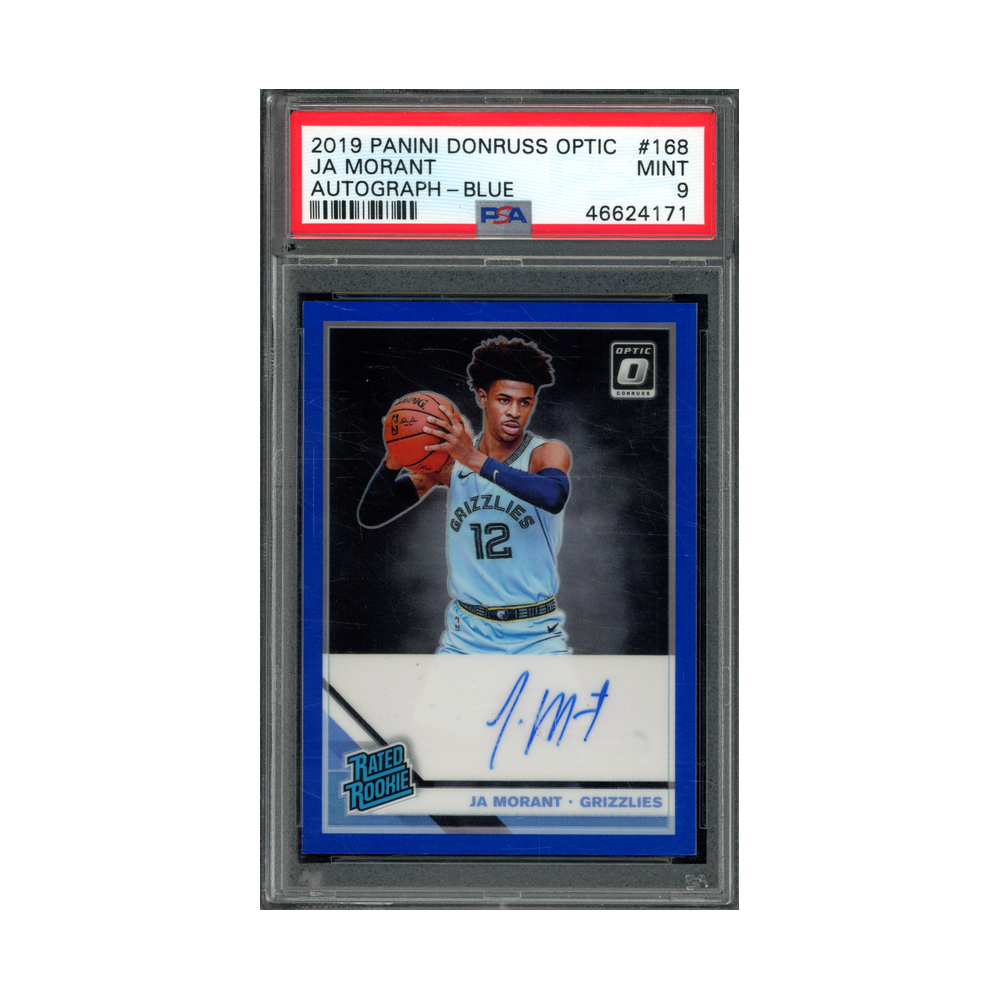 Ja Morant 2019 Panini Donruss Optic Basketball Rated Rookie Auto Blue /49 PSA 9