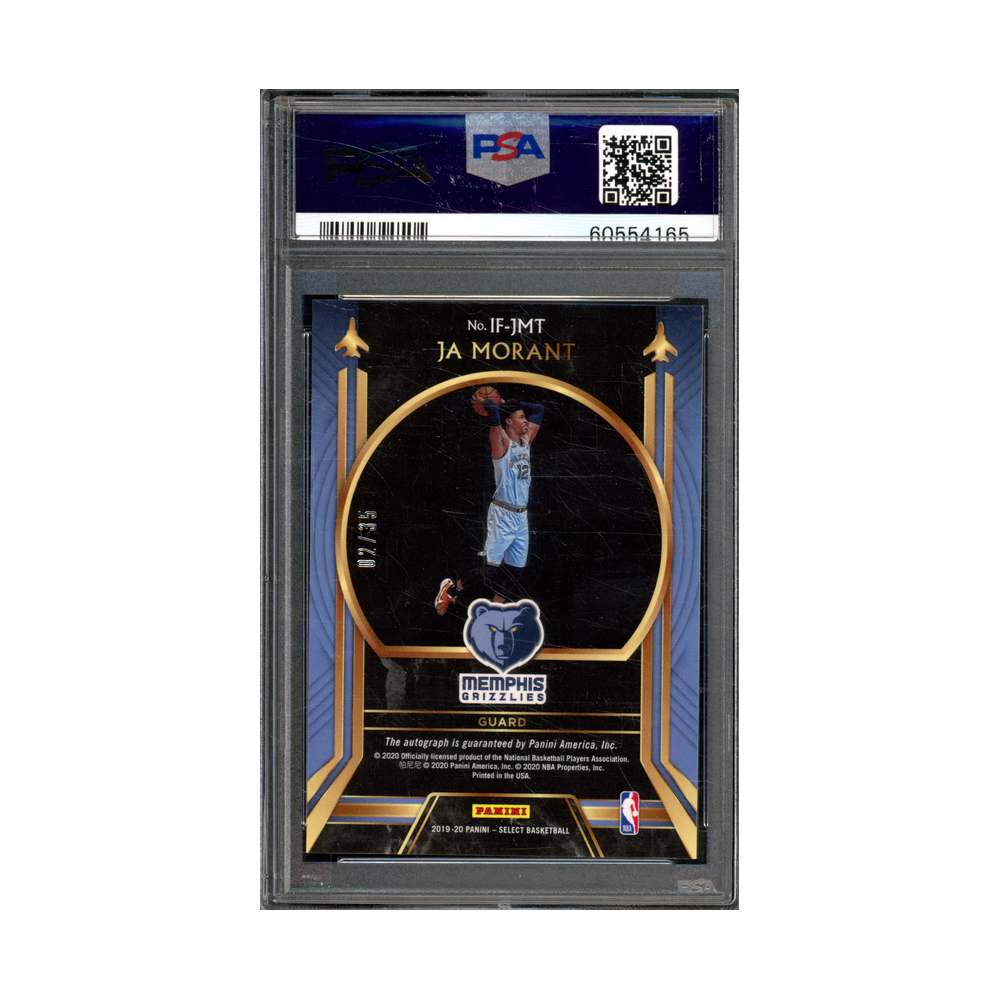 Ja Morant 2019 Panini Select Basketball In Flight Neon Orange Pulsar Rookie Auto /35 PSA 9