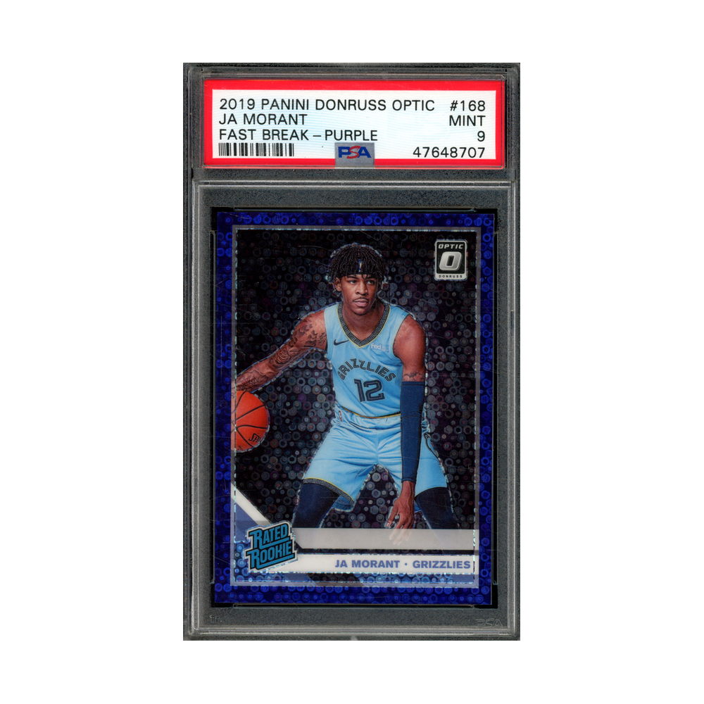 Ja Morant 2019 Panini Donruss Optic Basketball Rated Rookie Fast Break Purple /95 PSA 9