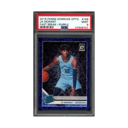 Ja Morant 2019 Panini Donruss Optic Basketball Rated Rookie Fast Break Purple /95 PSA 9