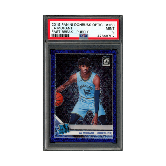 Ja Morant 2019 Panini Donruss Optic Basketball Rated Rookie Fast Break Purple /95 PSA 9