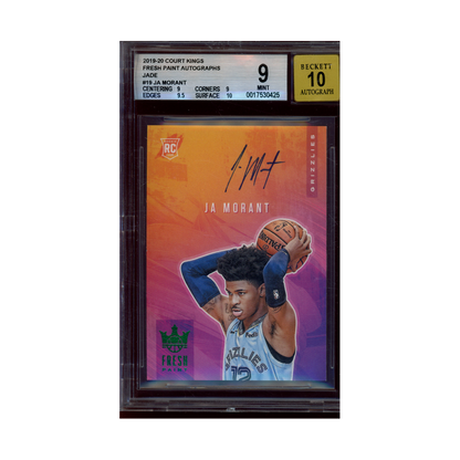 Ja Morant 2019-20 Panini Court Kings Basketball Fresh Paint Rookie Auto Jade /25 BGS 9/10