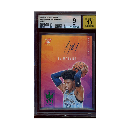 Ja Morant 2019-20 Panini Court Kings Basketball Fresh Paint Rookie Auto Jade /25 BGS 9/10