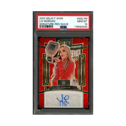 Liv Morgan 2024 Panini Select WWE Signature Red Wave Auto PSA 10