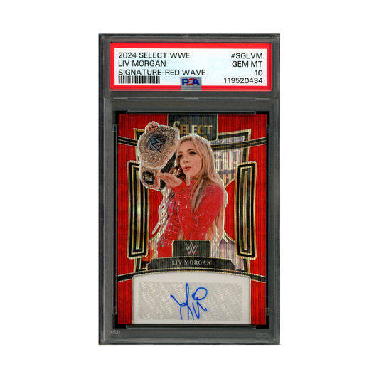 Liv Morgan 2024 Panini Select WWE Signature Red Wave Auto PSA 10