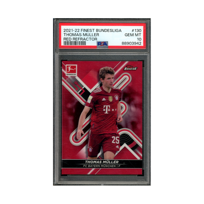 Thomas Müller 2021-22 Topps Finest Bundesliga Red Refractor /5 PSA 10