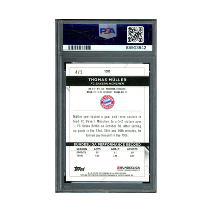 Thomas Müller 2021-22 Topps Finest Bundesliga Red Refractor /5 PSA 10