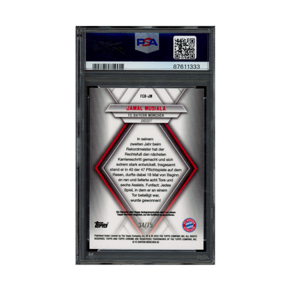 Jamal Musiala 2022-23 Topps Chrome Bayern Auto /75 PSA 9