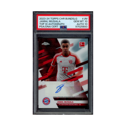 Jamal Musiala 2023-24 Topps Chrome Bundesliga Top XI Auto /75 PSA 10/10