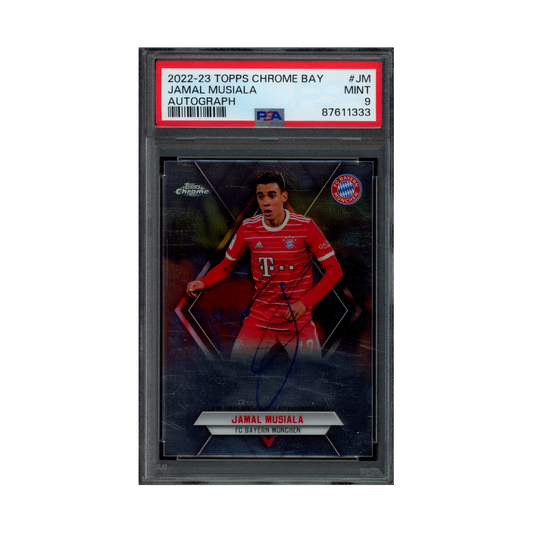 Jamal Musiala 2022-23 Topps Chrome Bayern Auto /75 PSA 9