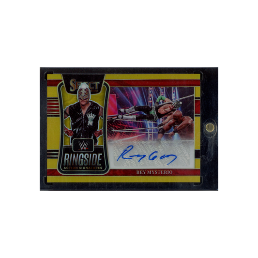 Rey Mysterio 2022 Panini Select WWE Ringside Action Signatures Auto Gold /10