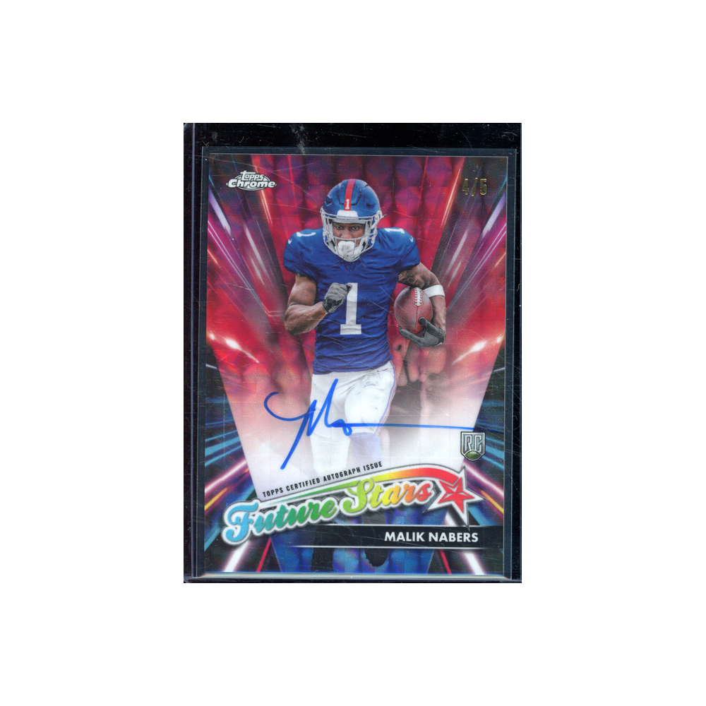 Malik Nabers 2024 Topps Chrome Football Future Stars Rookie Auto Red Refractor /5