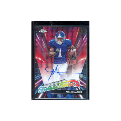 Malik Nabers 2024 Topps Chrome Football Future Stars Rookie Auto Red Refractor /5