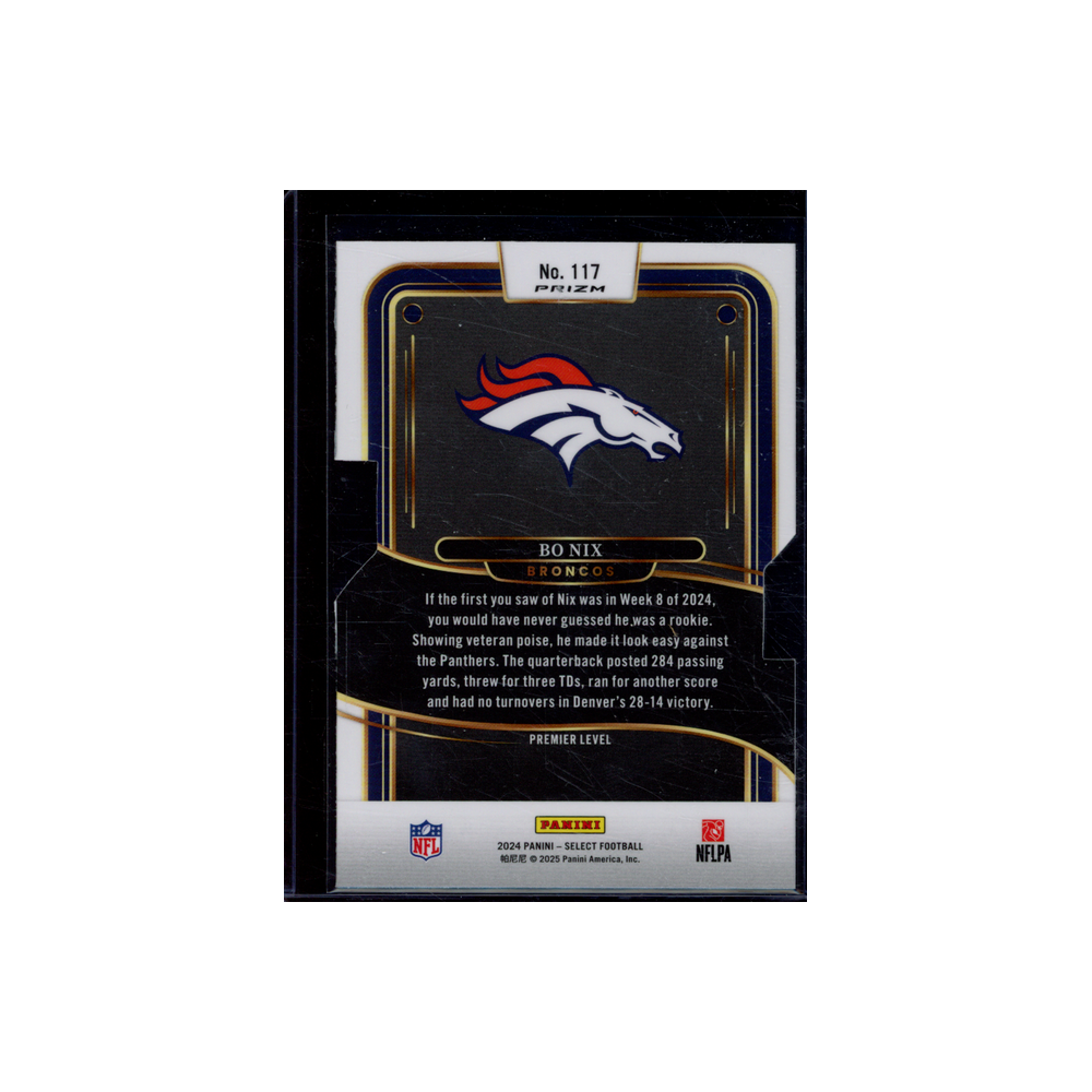Bo Nix 2024 Panini Select Football Die-Cut Silver Prizm Rookie