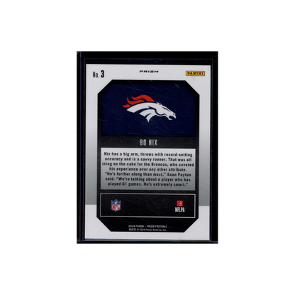 Bo Nix 2024 Panini Prizm Football Emergent Green Prizm Rookie