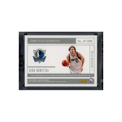 Dirk Nowitzki 2019-20 Panini Eminence Basketball Patch Auto Emerald /3