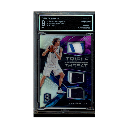 Dirk Nowitzki 2016-17 Panini Spectra Basketball Triple Threat Materials Nebula 1/1 Arena Club 9