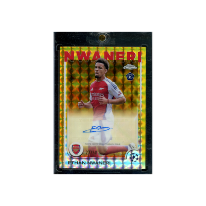 Ethan Nwaneri 2025 Topps Chrome Rookie Auto Gold Geometric /50