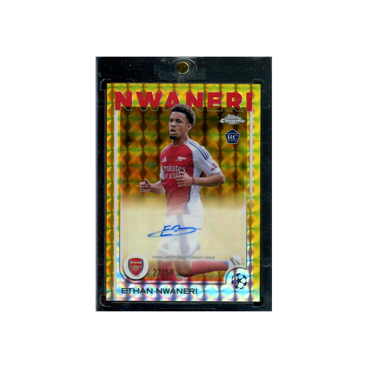 Ethan Nwaneri 2025 Topps Chrome Rookie Auto Gold Geometric /50