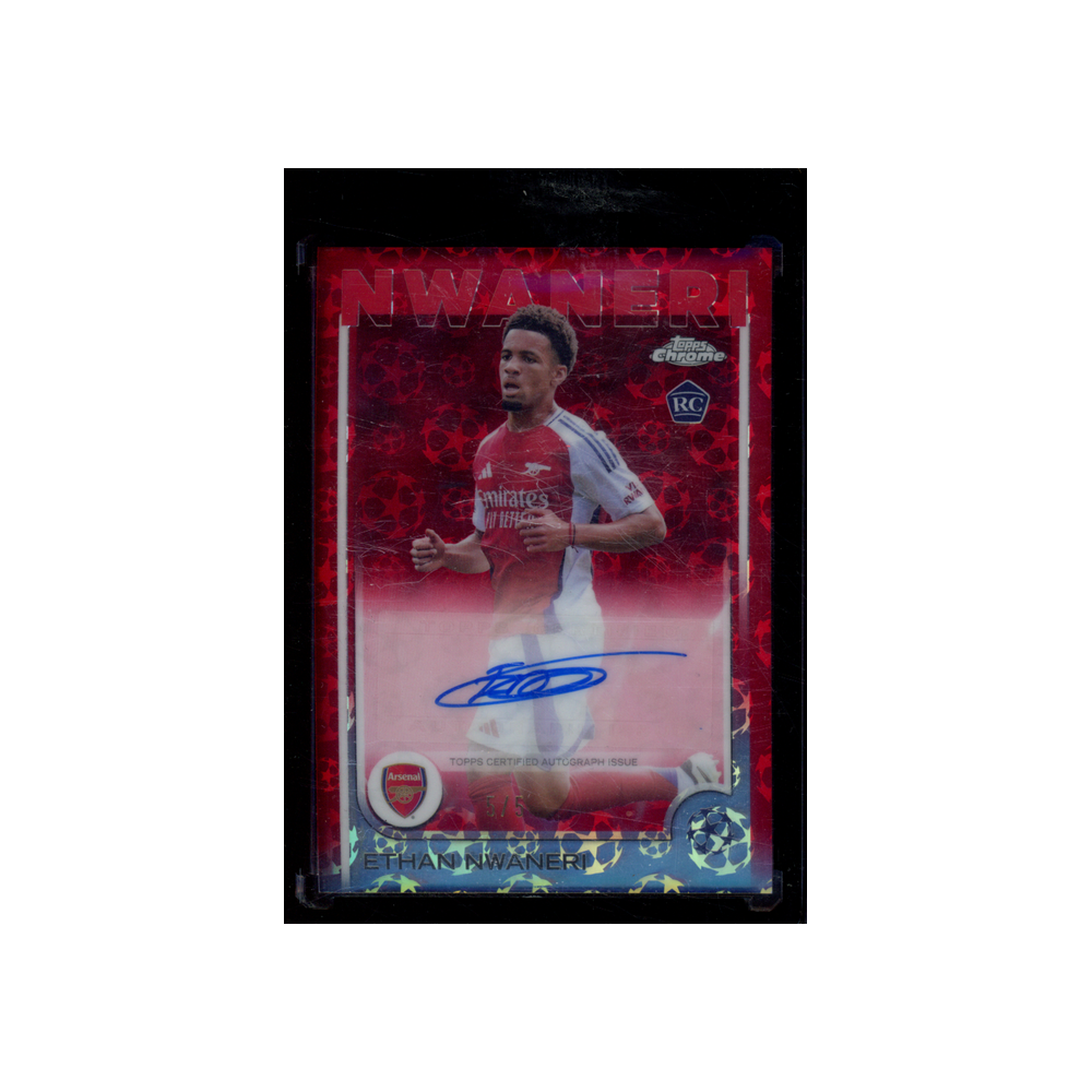 Ethan Nwaneri 2024-25 Topps Chrome Rookie Auto Red Ball Refractor /5
