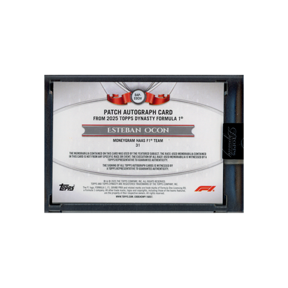 Esteban Ocon 2025 Topps Dynasty Patch Auto /10