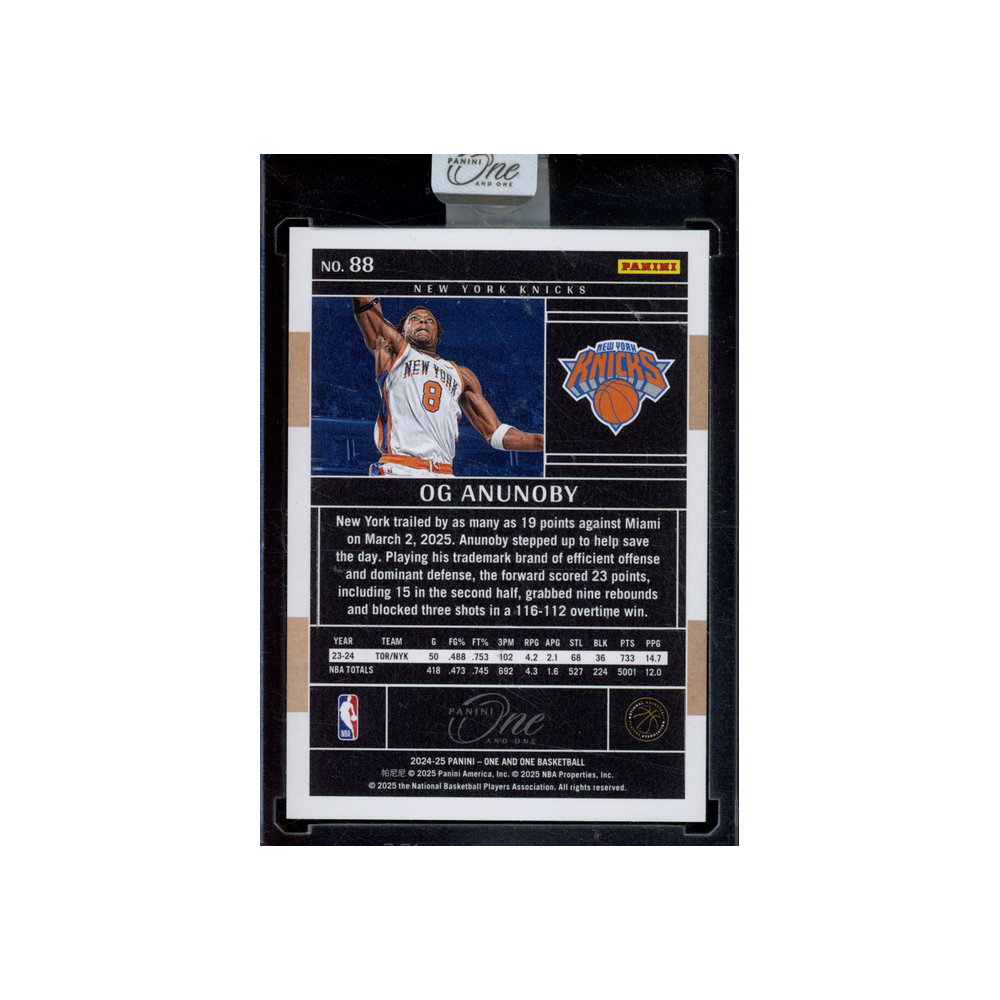 OG Anunoby 2024-25 Panini One and One Basketball Silver /75
