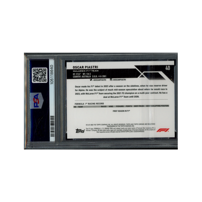 Oscar Piastri 2023 Topps Chrome F1 Checker Flag Refractor PSA 9