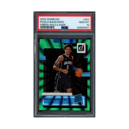 Paolo Banchero 2022 Panini Donruss Basketball Rated Rookie Green Holo Laser PSA 10