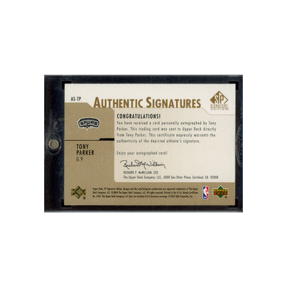 Tony Parker 2004 Upper Deck SP Signature Edition Authentic Signatures Gold Auto /50