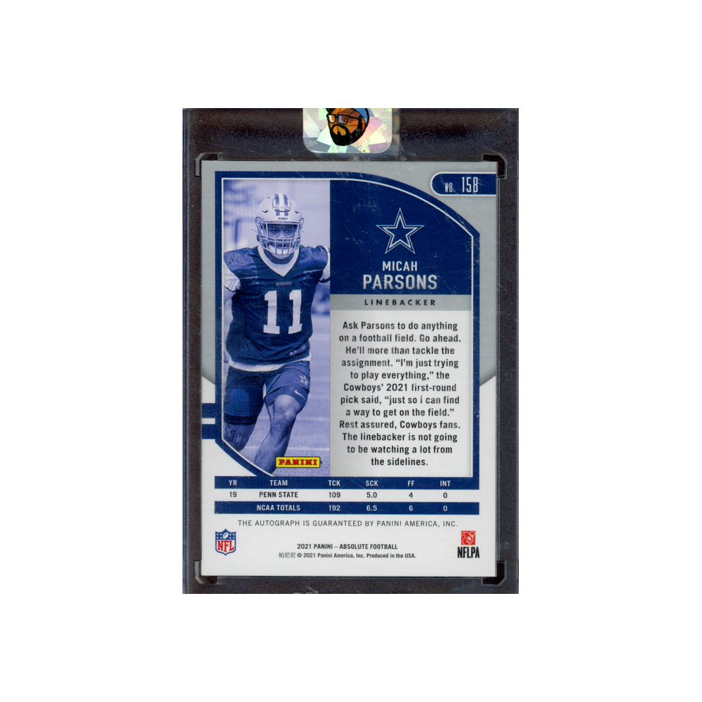 Micah Parsons 2021 Panini Absolute Football Rookie Auto Blue /50