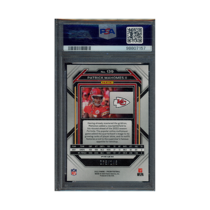 Patrick Mahomes 2022 Panini Prizm Football Red Wave Prizm /149 PSA 10
