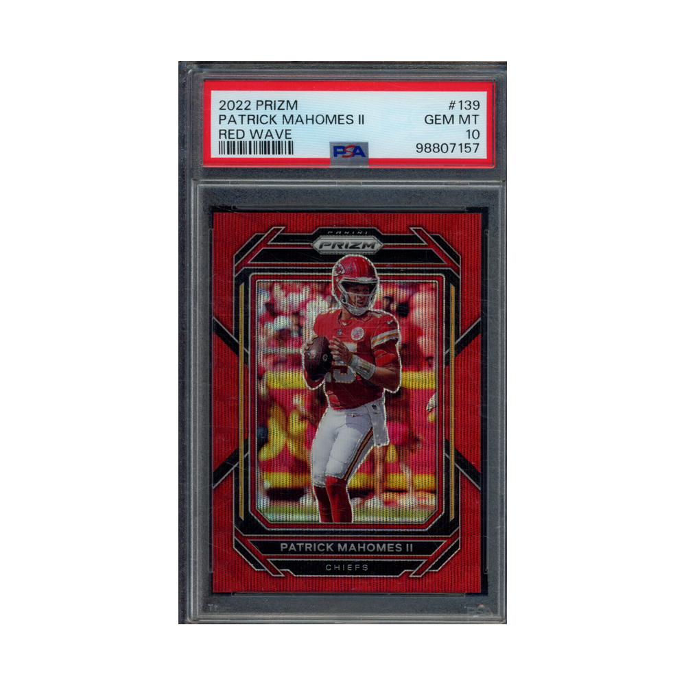 Patrick Mahomes 2022 Panini Prizm Football Red Wave Prizm /149 PSA 10