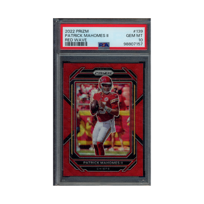 Patrick Mahomes 2022 Panini Prizm Football Red Wave Prizm /149 PSA 10