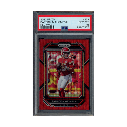 Patrick Mahomes 2022 Panini Prizm Football Red Wave Prizm /149 PSA 10