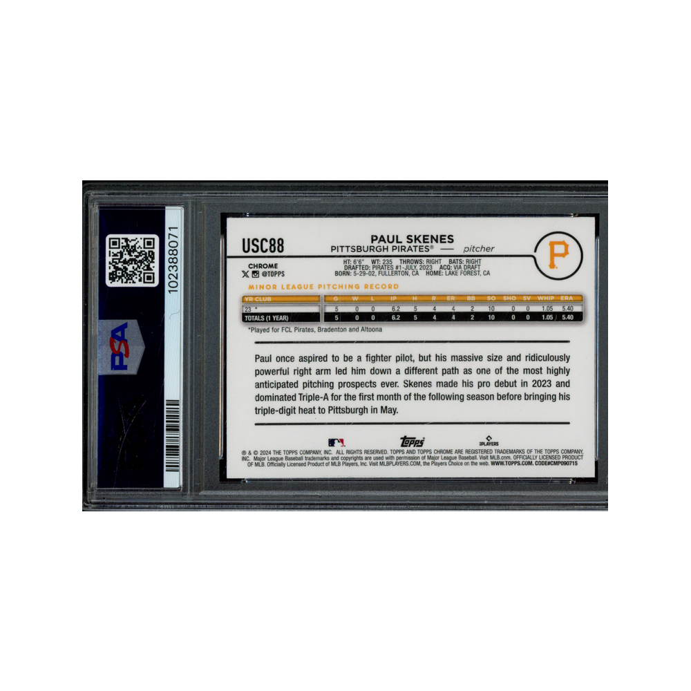 Paul Skenes 2024 Topps Chrome Update Rookie PSA 10