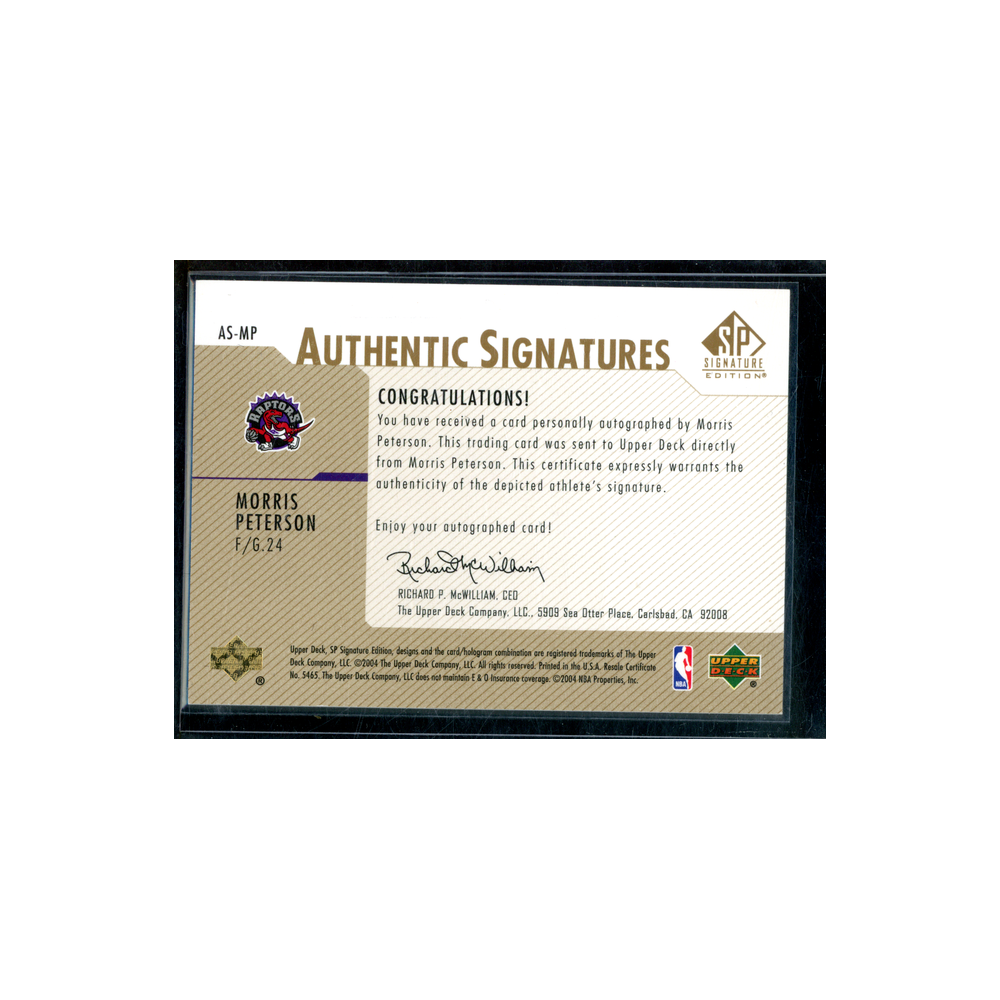 Morris Peterson 2004 Upper Deck Authentic Signatures Auto Gold /50