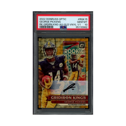 George Pickens 2022 Panini Donruss Optic Football Gridiron Kings Rookie Auto Gold Vinyl 1/1 PSA 10