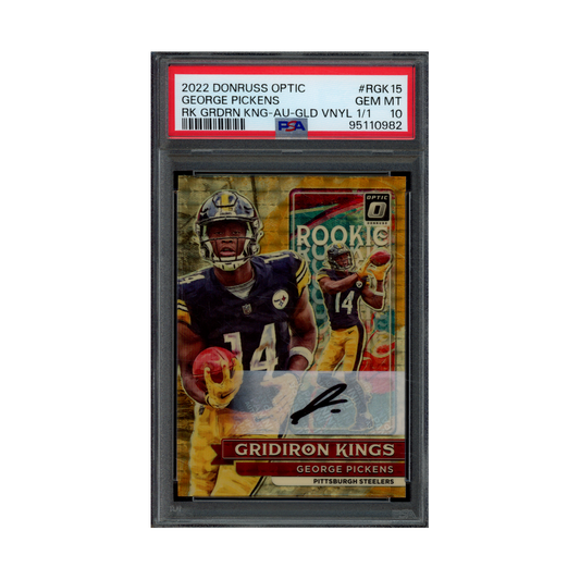 George Pickens 2022 Panini Donruss Optic Football Gridiron Kings Rookie Auto Gold Vinyl 1/1 PSA 10