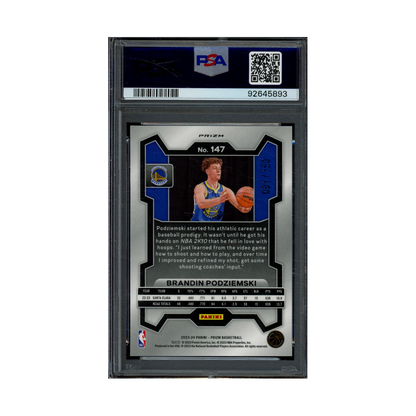 Brandin Podziemski 2023 Panini Prizm Basketball Blue Fast Break Prizm Rookie /150 PSA 10