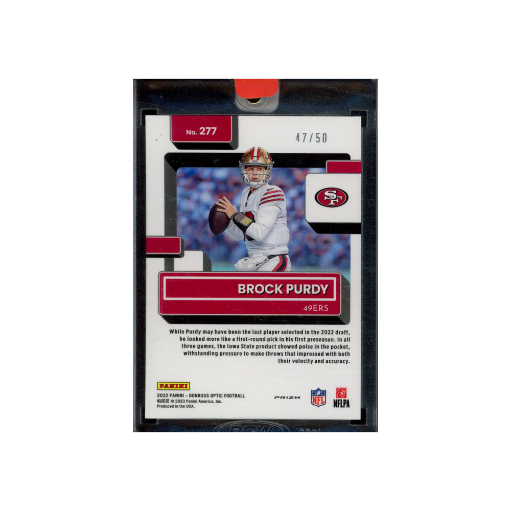 Brock Purdy 2022 Panini Donruss Optic Football Rated Rookie Purple /50