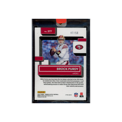 Brock Purdy 2022 Panini Donruss Optic Football Rated Rookie Purple /50